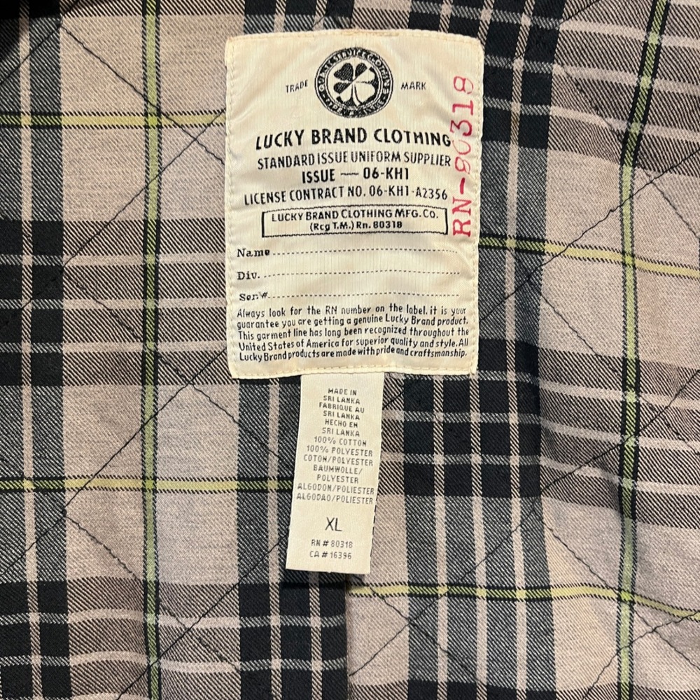 Lucky Brand Field Jacket Mens XL Brown Corduroy Quilted Plaid Lined Utility Coat - Picture 5 of 7